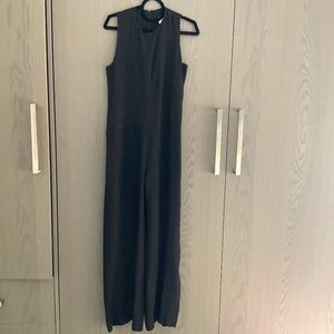 Black wool crepe jumpsuit